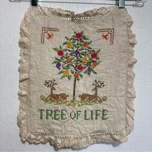 2-Hand Made Cross Stitched Pillow Forms 16” X 14” Ready to fill “Tree of Life”